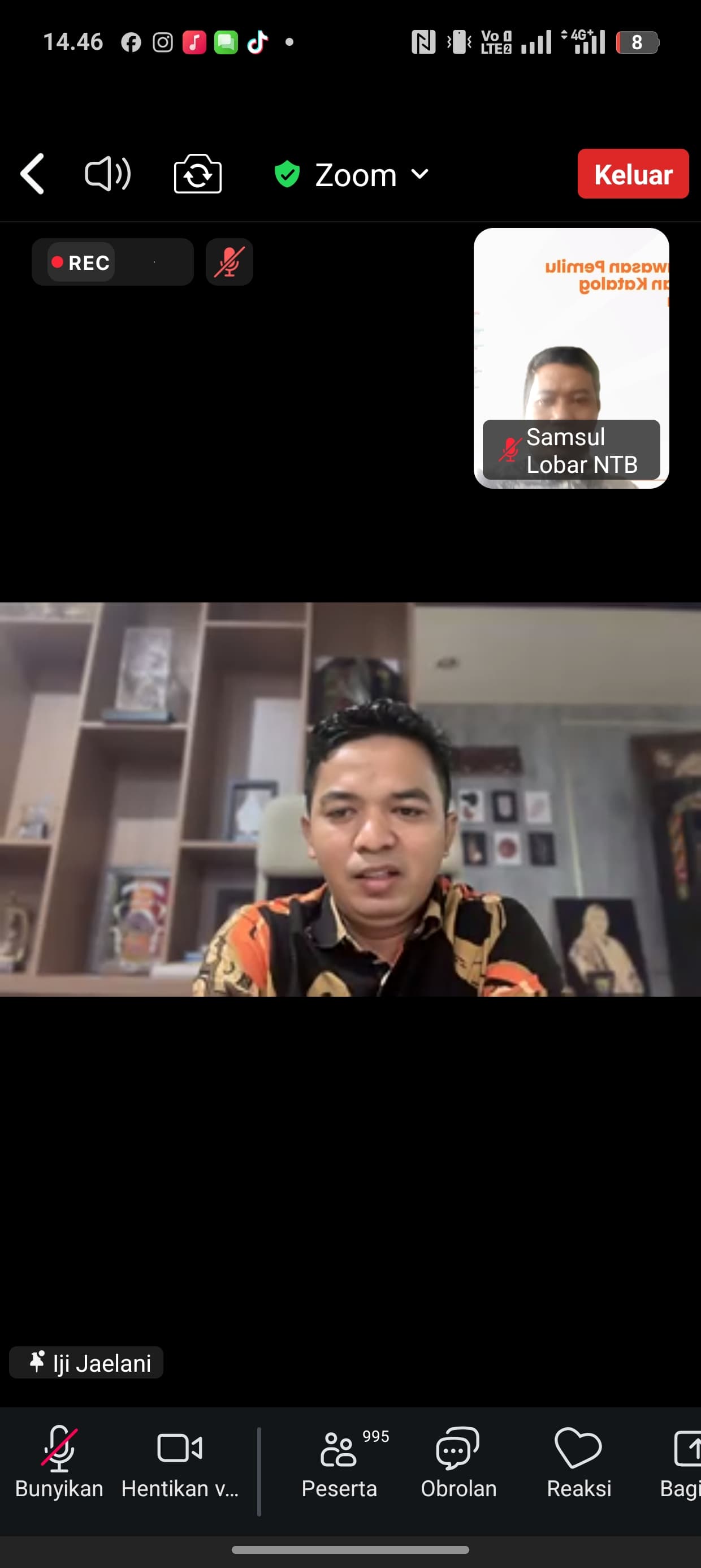 Kordiv P2H Bawaslu Lobar, Samsul Hadi, mengikuti Rapat Koordinasi Persiapan Pengawasan PDPB secara daring pada Senin, 16 Juni 2025