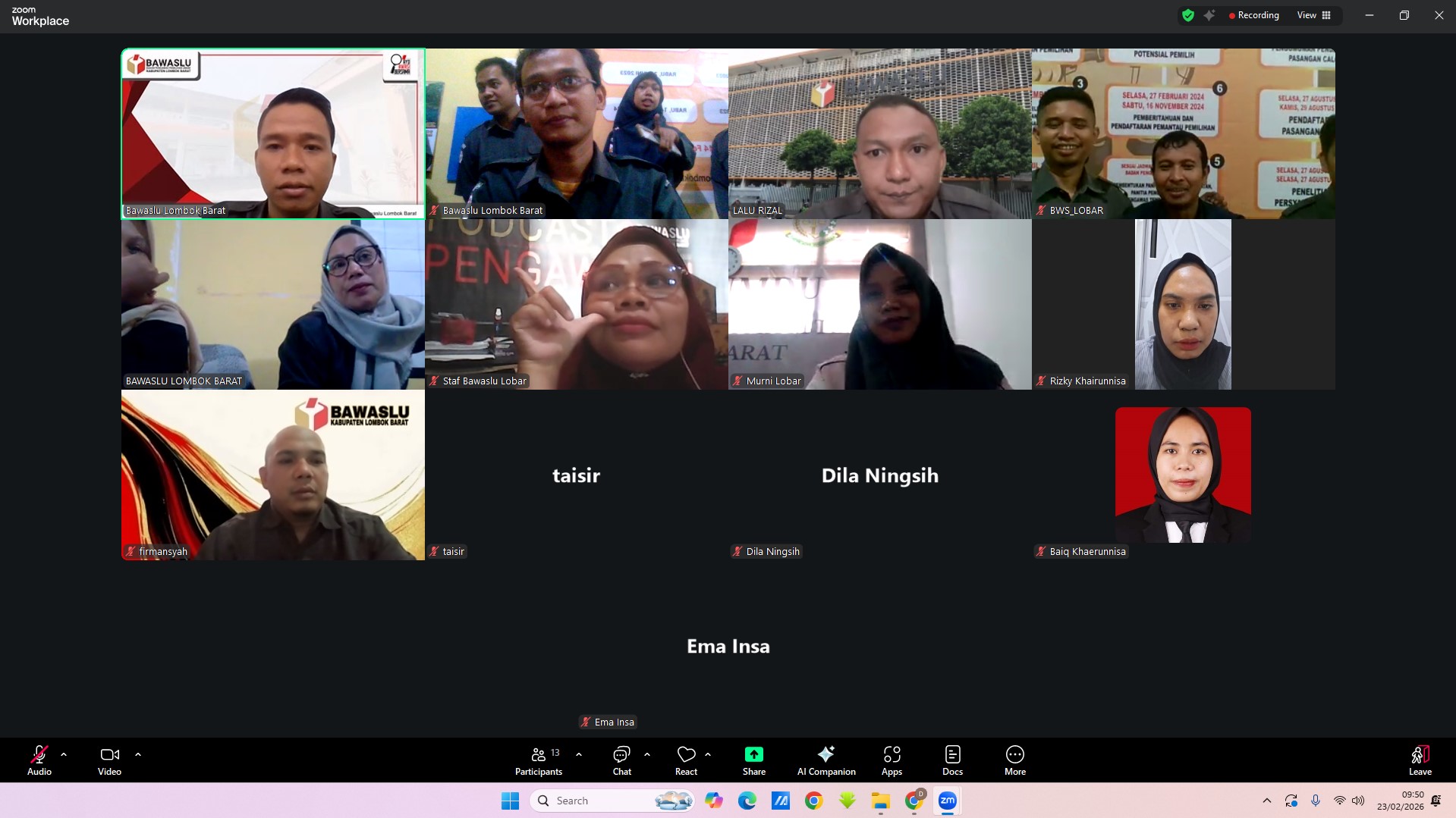 Bawaslu Kabupaten Lombok Barat melaksanakan kegiatan Zoom Meeting Pendampingan Pengisian Laporan SPT Tahunan