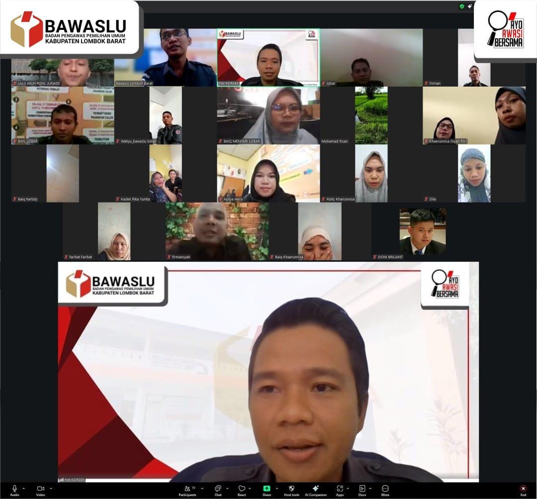 zoom Meeting Bawaslu Lombok Barat.Senin 09/02/2026