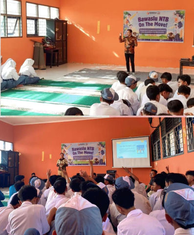 penyampaian materi yang dilakukan Anggota Bawaslu Provinsi NTB dan Kabupaten Lombok Barat