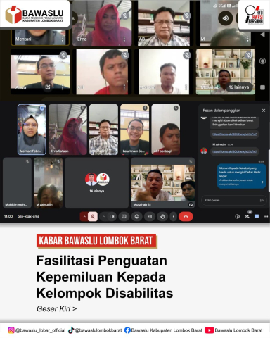 Bawaslu Lobar zoom meeting Fasilitasi Penguatan Pemahaman Kepemiluan bagi Penyandang Disabilitas.05/12/25