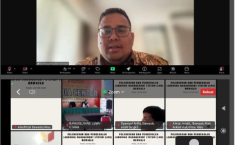 Ketua Bawaslu Rahmat Bagja saat Peluncuran dan Pengenalan LMS Bawaslu: Transformasi Pembelajaran Berbasis Teknologi, secara daring pada Rabu (28/5/2025).